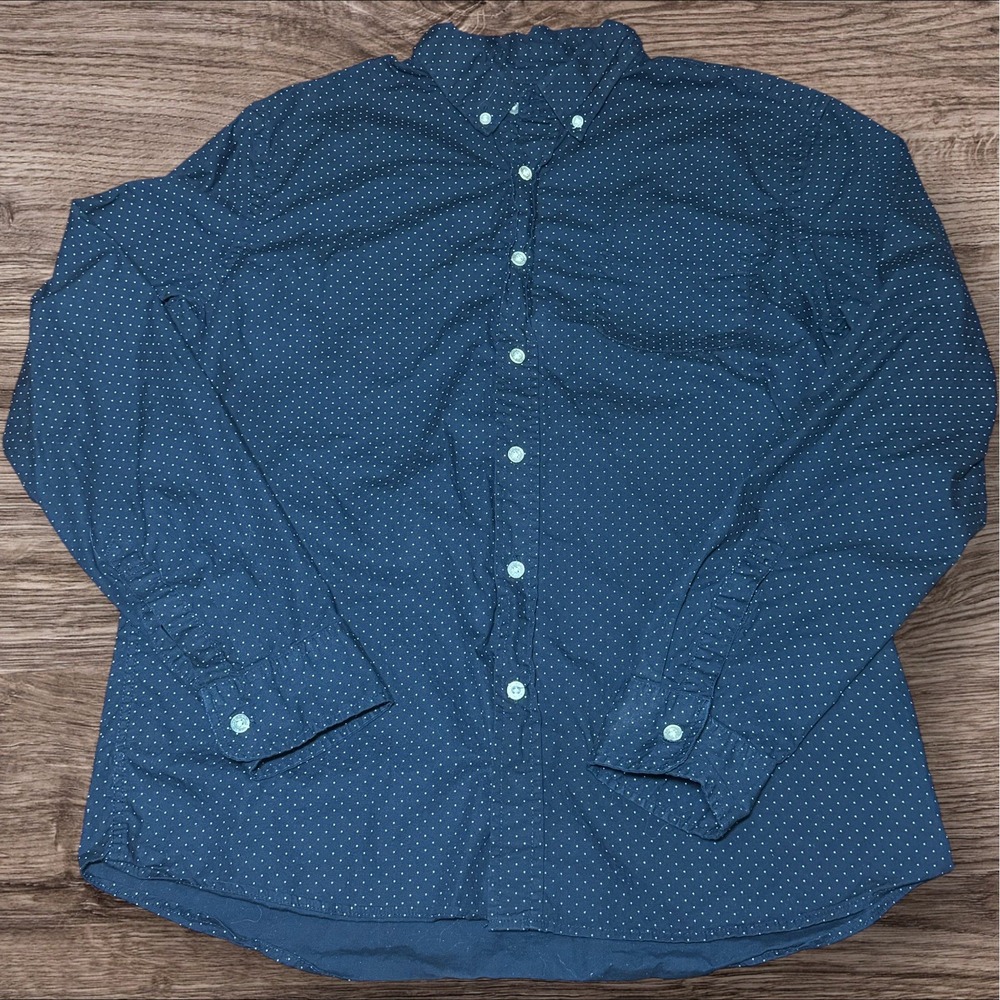 Vintage JNCO | Mens Button Front Shirt Navy Blue W/ White Spot Long  Sleeve Sz L
